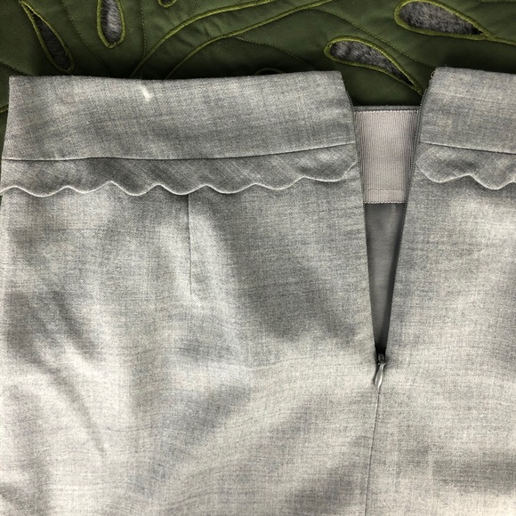 J Crew Light Grey Wool Skirt w/Scalloped Waistband - Picture 6 of 12